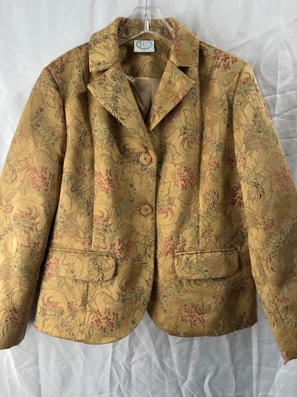 Gold Floral Jacquard Blazer Jacket